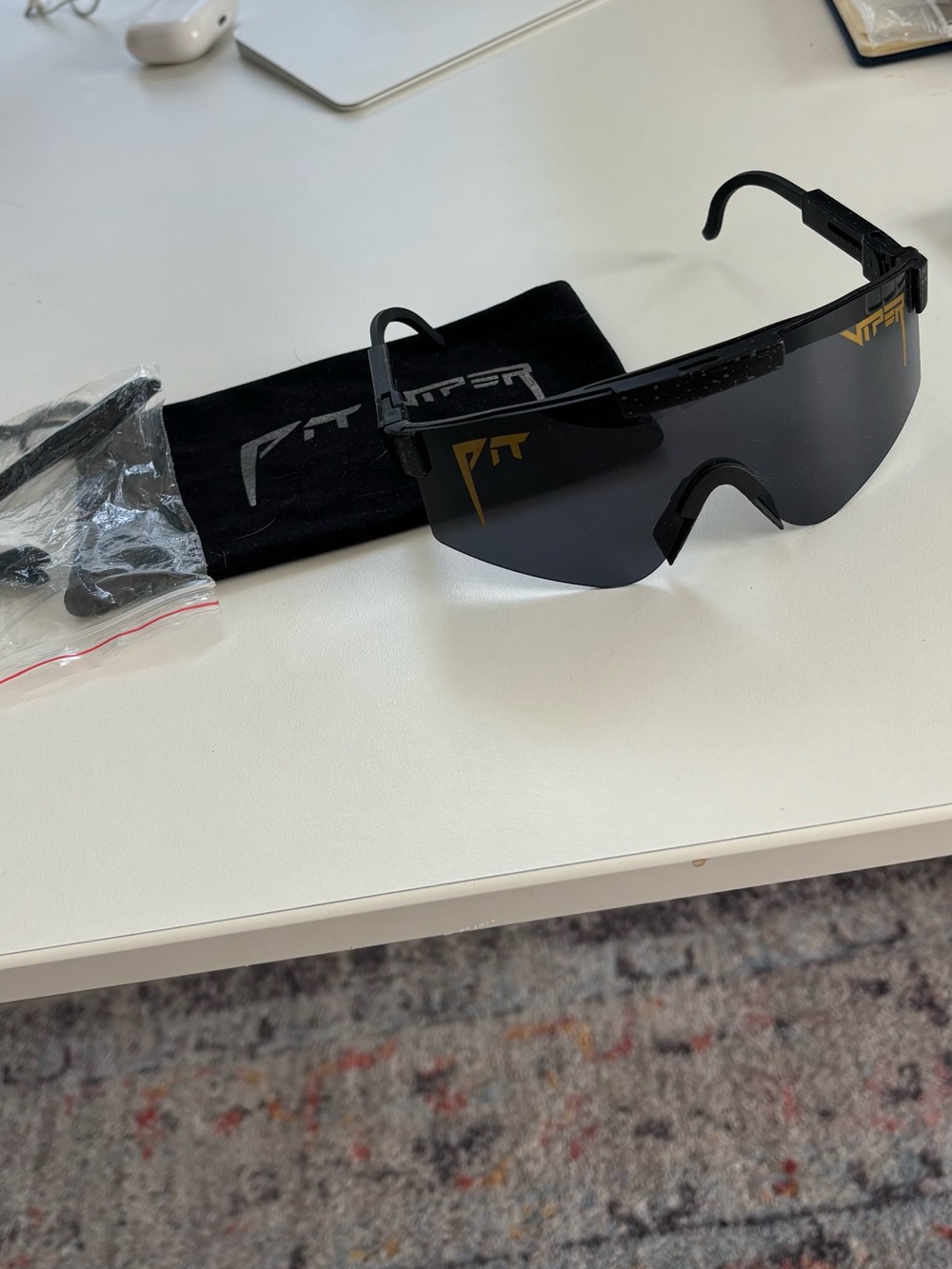 Pit Viper Black Shield Sunglasses with Gold Logo